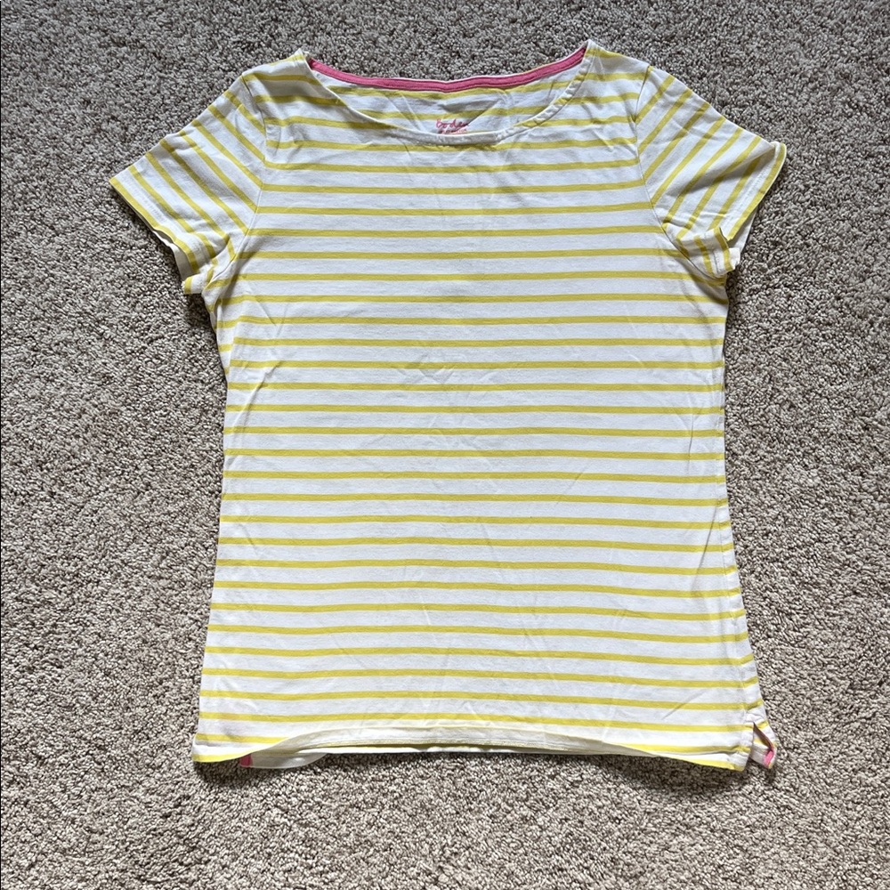 Boden Yellow, and White Striped Top